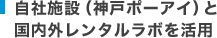 自社施設（神戸ポーアイ）と国内外レンタルラボを活用